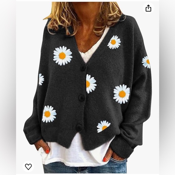 Daisy Sweater Jacket - V-Neck Button Down Sweater - Picture 2 of 9